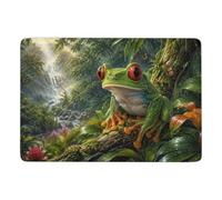 Surreal Red eyed Tree Frog Swamp Wanderer Tapis à Poils Courts 150 x 100 cm | Tapis de chambre : convient aux petits espaces; avec dos à points PVC antidérapants; pour chambre d'amis et coin lecture