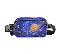 Surrealism Sac banane coloré Cosmic Planet pour homme et femme Petite ceinture de poitrine avec sangle réglable pour le shopping, le sport, le travail, Planète cosmique colorée du surréalisme, Taille