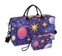 Surrealism Sac de voyage coloré Cosmic Planet Sac de voyage avec bandoulière réglable pour voyage étanche, surréalisme planète cosmique colorée, 1 size