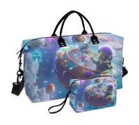 Surrealism Sac de voyage pour enfant Motif journée dans l'univers Grand sac de gym avec trousse de toilette pour yoga pliable, surréalisme Journée des enfants dans l'univers, 1 size