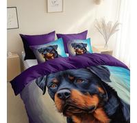 Surréalisme Chien Fantastique Housse de Couette 200 x 200 cm, avec taie d'oreiller, Violet Parure de lit en Microfibre avec Fermeture éclair Douce, légère et Facile d'entretien