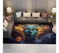 Surréalisme Psychédélique Art Tapis Méditation Cosmique Tapis pour Dortoir Appartement Home Office Décor Faible Velours Lavable Multicolore 120x180cm