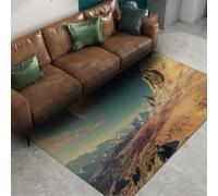 Surréalisme Tapis de Zone Lavable antidérapant Moquette à Poil Bas Désert Montagnes Ciel Planète Tapis pour Salon Chambre Appartement sous la Table 100x120cm