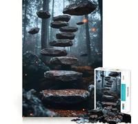 Surréalisme Un Chemin forestier mène à Un escalier Puzzle de 1000 pièces pour Adultes Jeu de réflexion Silencieux et Amusant Découpe précise Décoration Murale 38x52cm