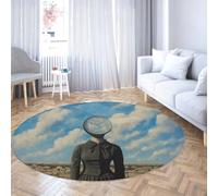 Surréaliste Temps Rond Tapis Fantasy Horloge Tête Ciel Unique Design Lavable Salon Cercle Tapis Antidérapant Doux Mince Tapis de Sol 160cm