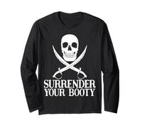 Surrender Your Booty Costume de Pirate Amusant de Capitaine de Bateau de mer Manche Longue