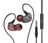 Surround Bass Wire Headphones IPX5 étanche Sweatproof Sport Headset Comfort Beat Drums In Ear Earphones,Red