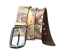 Surrycee Beige,120cm/waist:40"~42", Ceinture en Cuir de Vache véritable à Motif Abstrait Renaissance, pour Homme et Femme, idéale pour Un Jean, Une Robe ou Un Cadeau, Largeur 38 mm