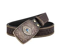 Surrycee Western Ceintures pour Femmes Hommes Cowgirl Cowboy 3D Turquoise Boucle Marron En Relief Country Ceinture Jeans Pantalons Robes, 38mm Large,café,110cm/waist:36"~38"