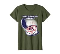 Surstromming Challenge Survivor - Stinky Viking Sushi T-Shirt, Femme, Olive, XS