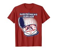 Surstromming Challenge Survivor - Stinky Viking Sushi T-Shirt, Homme, Canneberge, M