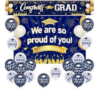 Sursurprise 2025 Graduation Decorations Navy Blue, We Are So Proud of You Backdrop Congrats Grad Banner, Latex Balloons, Class of 2025, Congratulations Graduation Party Supplies