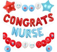 Sursurprise 2025 infirmière décoration diplôme infirmière étoile ballons rouge bleu BSN RN theme party congrats infirmière infirmière medical school party