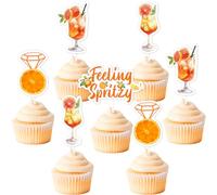 Sursurprise 36Pcs sentiment Spritzy Cupcake Toppers, Aperol Spritz décoration de douche de mariée, cocktail Bachelorette décorations de mariage de fiançailles, orange agrumes fournitures de fête