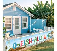 Sursurprise Bannière de cour « Fishing 1st Birthday », 300 x 50 cm, panneau « O Fish Ally » pour décorations de premier anniversaire, fournitures de fête Gone Fishing