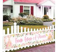Sursurprise Bannière de jardin « Four Ever a Princess », grande pancarte de jardin pour le 4e anniversaire d'une petite fille, accessoires d'extérieur pour une fête d'anniversaire, 4 ans, 300 x 50 cm