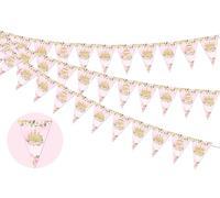 Sursurprise Bannière princesse, 3 drapeaux triangulaires princesse, guirlande rose et dorée château calèche, décorations princesse pour fête d'anniversaire ou baby shower pour filles