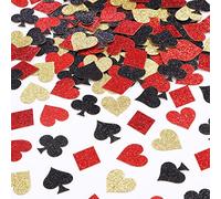 Sursurprise Confettis de poker de casino, décorations de fête de casino, dispersion de table en paillettes pour Las Vegas Game Night Party Supplies