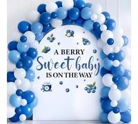 Sursurprise Décoration de fête prénatale aux myrtilles, inscription « A Berry Sweet Baby is on The Way » - Décoration de fête - Décoration de fond pour photographie - Fournitures de fête