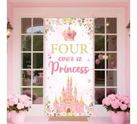 Sursurprise Décorations de 4e anniversaire avec inscription « Four Ever A Princess » pour filles de 4 ans
