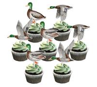 Sursurprise Décorations de fête pour la chasse au canard, 24pcs Duck Cupcake Toppers, Mallard Duck Birthday Party Supplies