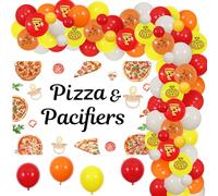 Sursurprise Décorations de fête prénatale pour pizza et sucettes, guirlande de ballons avec toile de fond, Welcome Baby Italian Fast Food Party Time Sexe Révélation du sexe Fournitures de fête
