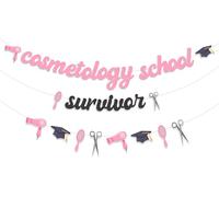 Sursurprise Décorations de remise de diplôme de cosmétologie, bannière de survivant d'école, félicitations, cosmétologue, coiffeur, fournitures de fête de remise de diplôme