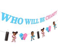 Sursurprise Décorations de révélation de sexe de boxe, bannière « Who Will Be The Champ », gants boxeurs, bannière pour garçon et fille, bannière rose et bleue pour lutte, fête prénatale
