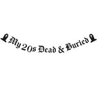 Sursurprise Décorations gothiques pour 30e anniversaire, bannière « My 20s Dead & Buried », vieil anglais Emo Rip 20e Funérailles pour ma jeunesse