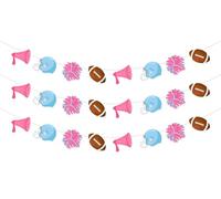 Sursurprise Football Sexe Reveal Décorations, 3Pcs Football ou Pom Pom Sexe Reveal Bannière signes, Sport Party Supplies pour garçon fille Baby Shower