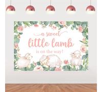 Sursurprise Lamb Party Decorations, 5 * 3 ft A Sweet Little Lamb is on The Way Backdrop Banner Photography Background Photo Studio for Girls Sheep Baby Shower Gender Neutral Party Supplies