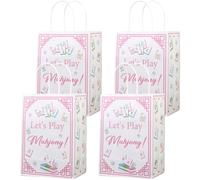 Sursurprise Lot de 16 sacs cadeaux Mahjong en papier avec poignées, cadeaux de Mahjong pour anniversaire, soirée de jeu, réunion de filles