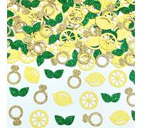 Sursurprise Lot de 200 confettis de table en forme de citron à paillettes pour She Found Her Main Squeeze Citron Décorations de fête nuptiale limonade enterrement de vie de jeune fille, enterrement