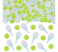 Sursurprise Lot de 200 confettis de tennis pour garçons - Raquette de tennis en papier, décorations de table à dessert gris et vert, fournitures de table de fête d'anniversaire sur le thème du sport