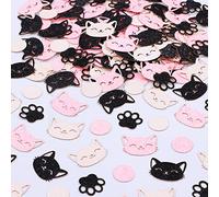 Sursurprise Lot de 200 confettis en forme de chaton à paillettes rose, noir et blanc pour décoration de fête sur le thème des chats