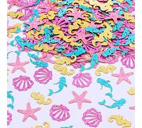Sursurprise Lot de 200 confettis en forme de sirène, hippocampe, étoile de mer, décoration de table pour fête d'anniversaire, fête prénatale