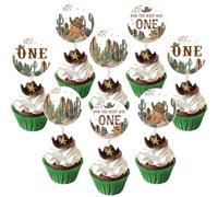 Sursurprise Lot de 24 décorations de fête d'anniversaire occidentales « How The West Was One » pour cupcakes, décorations de 1er rodéo, cowboy West Mexican Cactus Fournitures de fête d'anniversaire