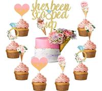 Sursurprise Lot de 24 décorations de gâteau en forme de crème glacée « She's Been Scooped Up » - Pour cupcakes, mariage, fiançailles, enterrement de vie de jeune fille
