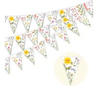Sursurprise Lot de 3 banderoles de fleurs sauvages - Guirlande de fanions triangulaires floraux printaniers, décoration de fête de jardin bohème pour anniversaire, fête prénatale, mariage, pique-nique