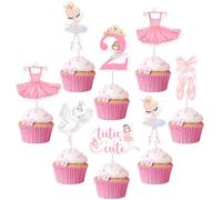 Sursurprise Lot de 36 décorations d'anniversaire mignonnes en forme de tutu pour 2e anniversaire, ballerine, ballerine, fête d'anniversaire