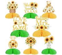 Sursurprise Lot de 8 décorations de table en nid d'abeille « Love is Sweet » en forme de tournesol, She Said Yaaas Future Mrs. Décoration de table pour enterrement de vie de jeune fille, fiançailles