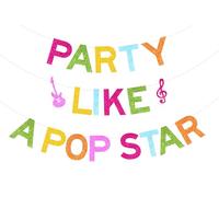Sursurprise Pop Star Birthday Party Decorations, Party Like A Popstar Banner for Music Singing Birthday Party Supplies