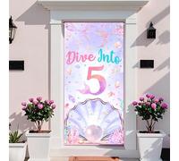 Sursurprise Sirène 5e anniversaire Décorations, Plongez dans cinq couverture de porte, sous l'océan 5 ans Fournitures de fête
