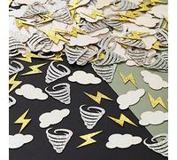 Sursurprise Tornado Party Decorations, Tornado Confetti Glitter for Table Cloud Lightning Bolt Paper Scatter, Twonado Fournado Storm Weather Birthday Party Supplies