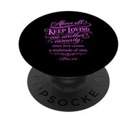 Surtout, continuez à Vous Aimer Les UNS Les Autres (versets de la Bible, Foi, Dieu, priez PopSockets PopGrip Adhésif