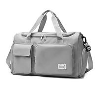Suruid Sac de sport avec compartiment à chaussures - Sac de voyage avec poche séparée pour homme et femme - Sac de voyage pour homme et femme, gris