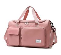 Suruid Sac de Sport, Sac de Voyage Femme et Homme Grande Capacité avec Compartiment Chaussure Poche Humide et Manchon pour Chariot Léger et Portable Sac Weekend, Fitness Rose