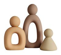 suruim Famille abstraite de 3 figurines décoratives pour meuble TV, sculpture moderne, tricots pour la maison, le bureau, la chambre, cadeaux romantiques pour anniversaire et anniversaire (gris)