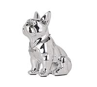 suruim Nordique Français Bouledogue Chien Statue Décoration de La Maison Accessoires Artisanat Résine Animal Ornement Figurine Salon Sculpture (Argent, 19X11X23cm)