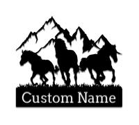 Survalue Décoration murale personnalisée en métal avec cheval, panneau de bienvenue de ranch de cheval, 30,5 x 30,5 cm
